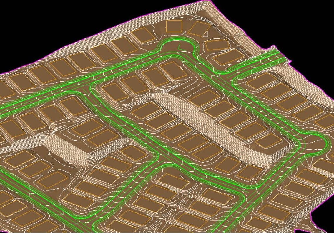 Miller's Pointe 90-lot Lennar subdivision 3D interim grading design